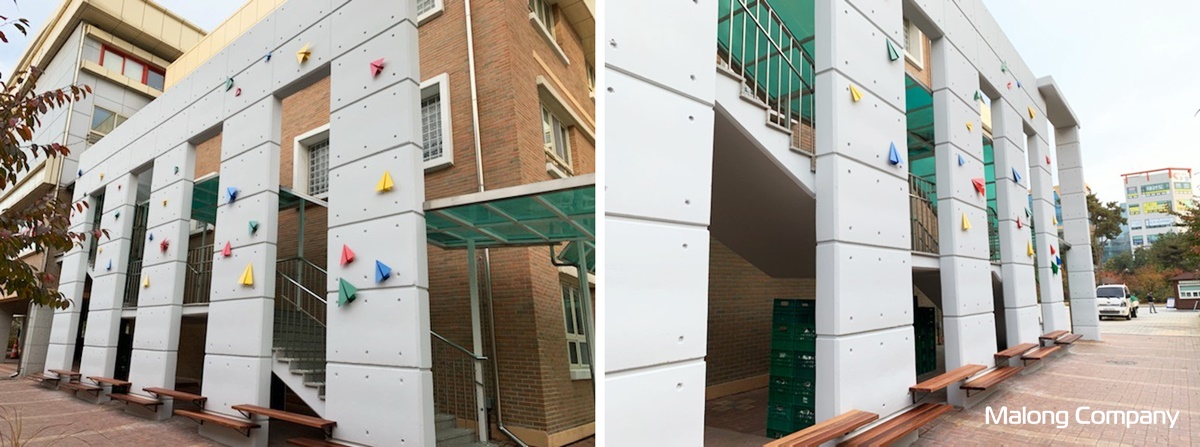 [금속 조형물] 초등학교 건물 외벽 종이 비행기 조형물, 환경 미화 공공 미술 조형물 