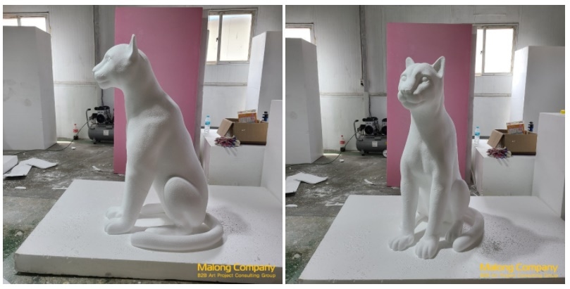 퓨마 모형으로 매장 간판용 동물 조형물 제작